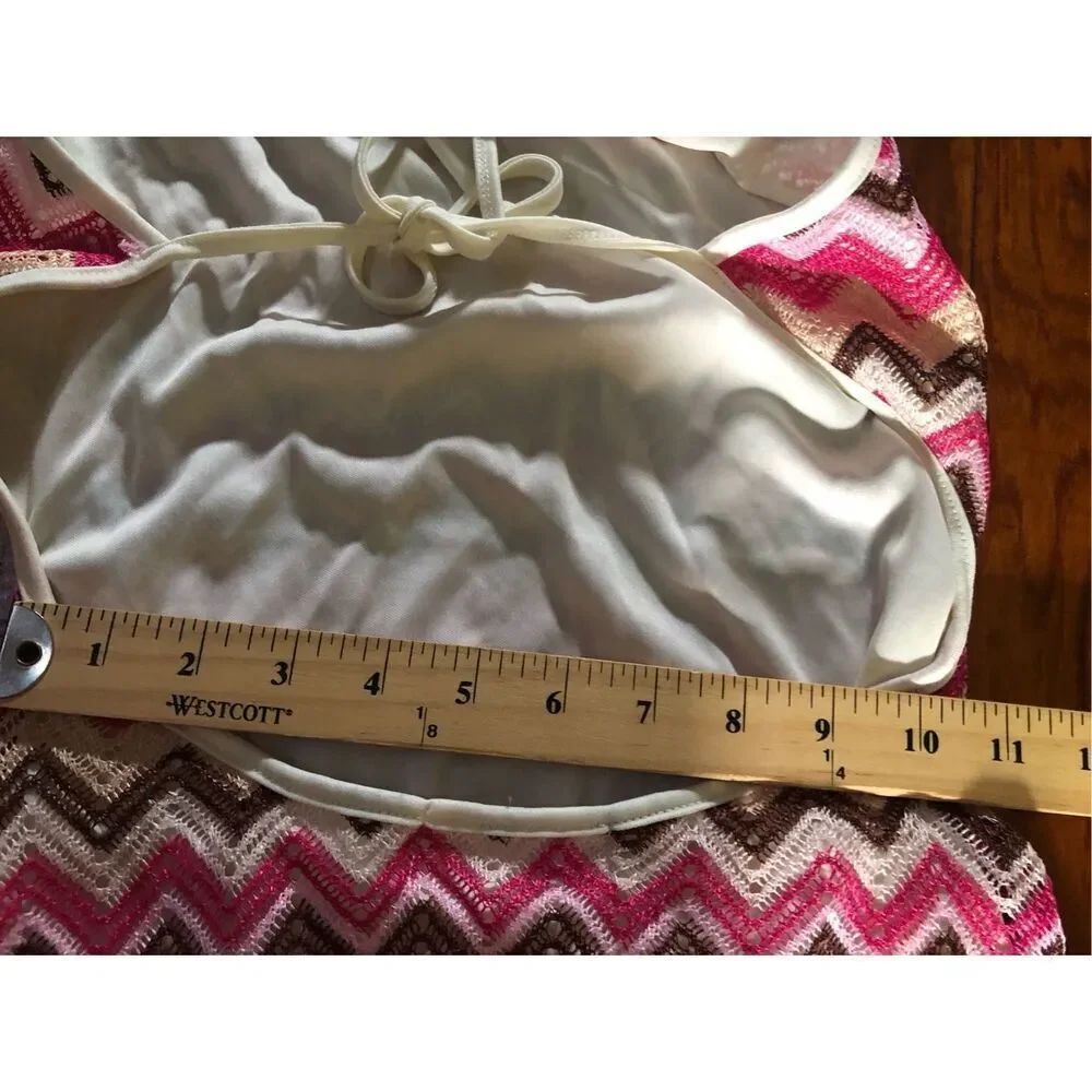 No Comment Pink Chevron Halter Maxi Dress Boho Size M - Picture 12 of 13